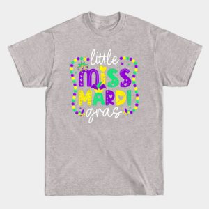 Little Miss Mardi Gras T-Shirt - New Orleans Beads Graphic Tee - Toddler & Youth Holiday Shirt